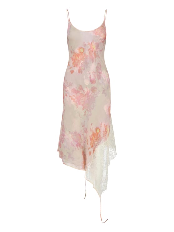 Diesel Asymmetrical Hem Midi Dress with Floral Print