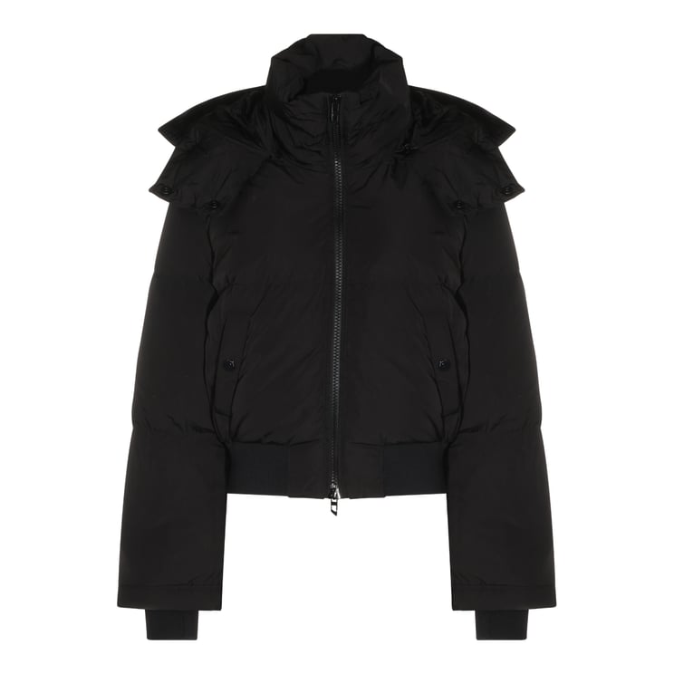 Diesel Black Hooded Crinkle Down Jacket