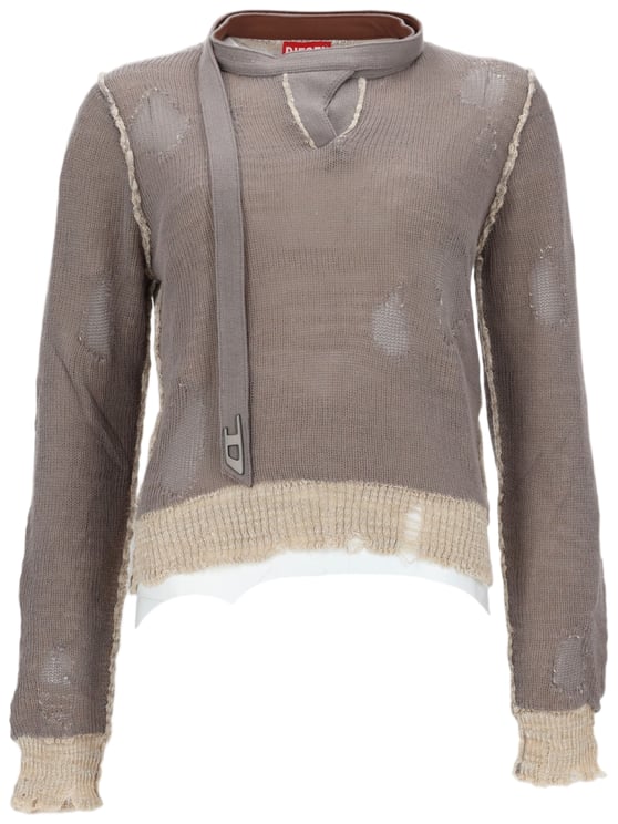 Diesel M-Dracarina Cropped Frayed Cotton Sweater