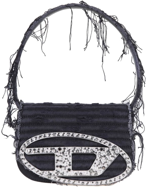 Diesel Diesel 1dr bag in black canvas with applied crystals