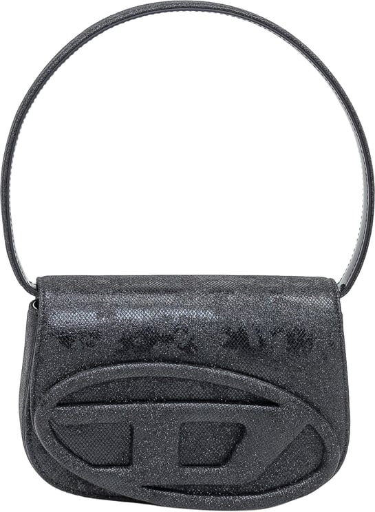 Diesel Diesel Borsa a Spalla Nera con Logo e Finitura Glitter