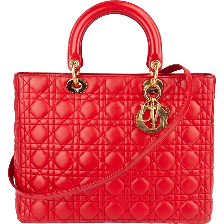 Dior Christian Dior Quilted Leather Lady Dior Handbag