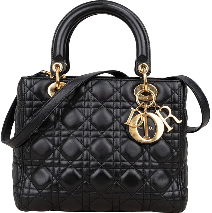 Dior Christian Dior Quilted Lambskin Leather Lady Dior Handbag