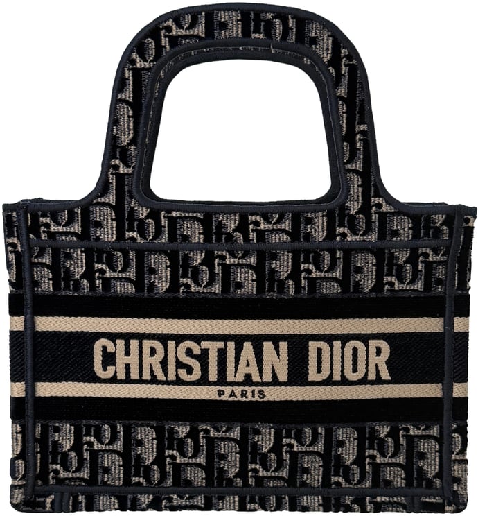 Dior Dior Book Tote Oblique Velvet Mini Blue Beige