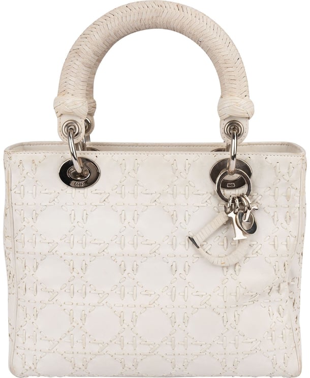Dior Christian Dior Woven Leather Lady Dior Handbag