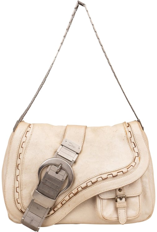 Dior Christian Dior Gaucho Saddle Limited 259 Ivory Shoulder Bag