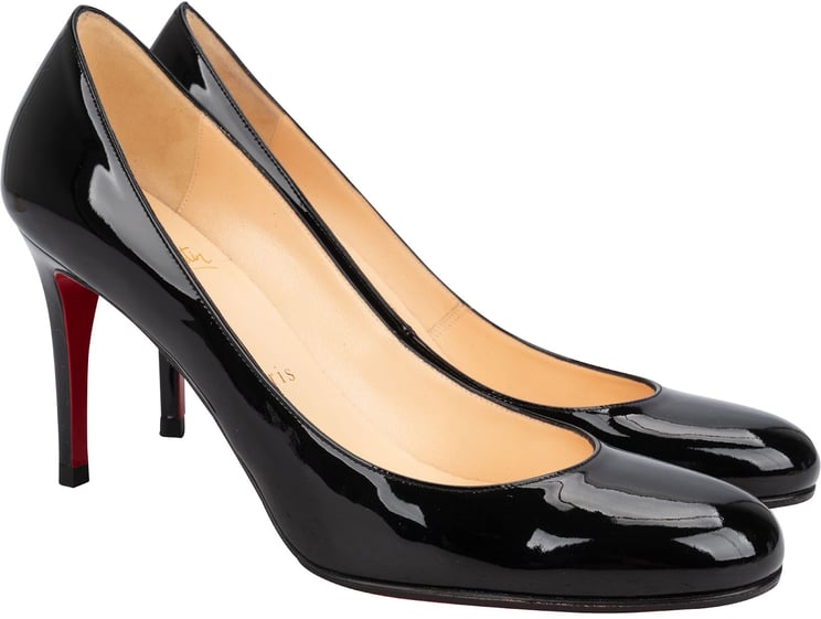 Dior Christian Louboutin Simple Classic Black Patent Leather Pumps (37,5)