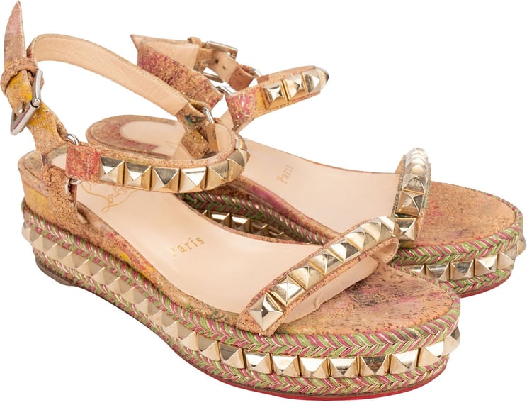Dior Christian Louboutin Multicolor Braided Studded Cataclou Sandals (35)
