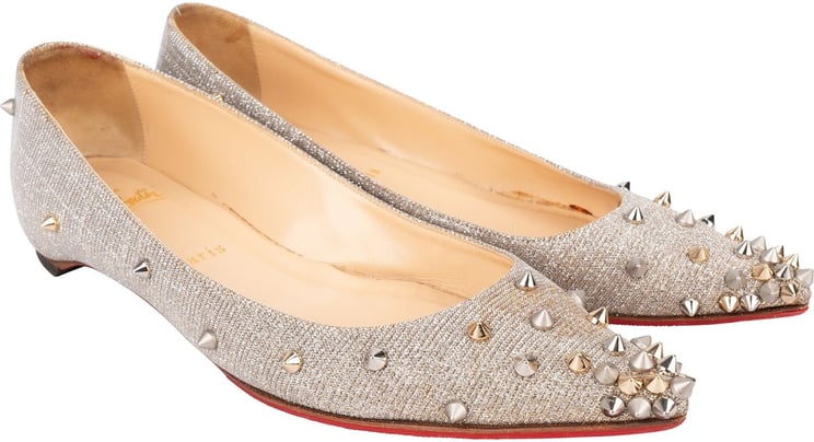 Dior Christian Louboutin Follies Glitter Spikes Ballerina Flats (37)