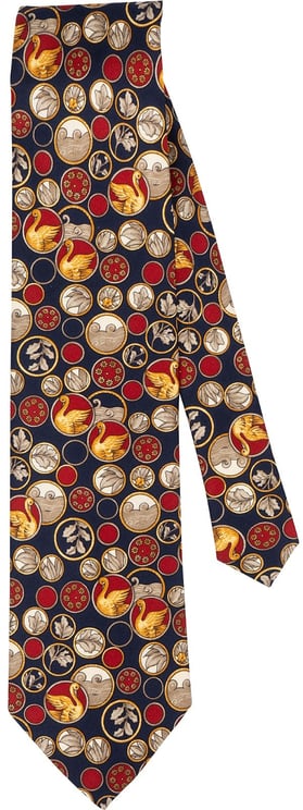 Dior Christian Dior Autumn Swan Print Silk Tie Krawatte