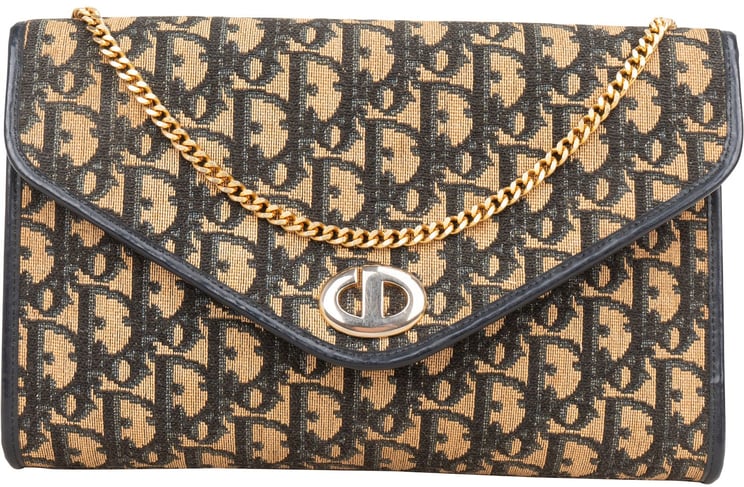 Dior Christian Dior Trotter Monogram Canvas Vintage Envelope Flap Shoulder Bag