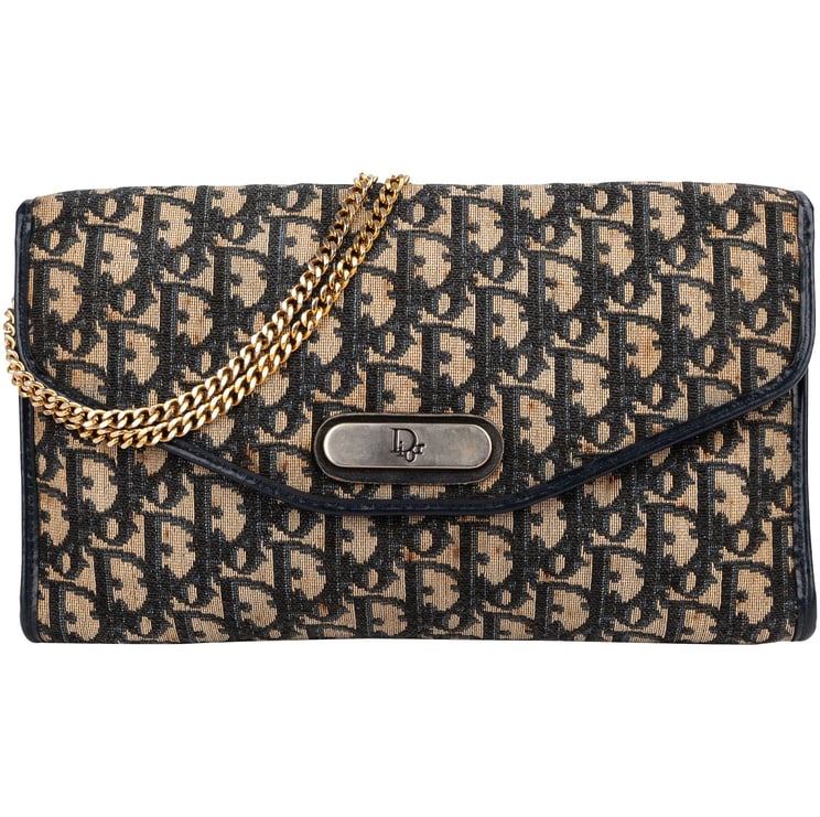 Dior Christian Dior Trotter Monogram Jaquard Vintage Single Flap Shoulder Bag