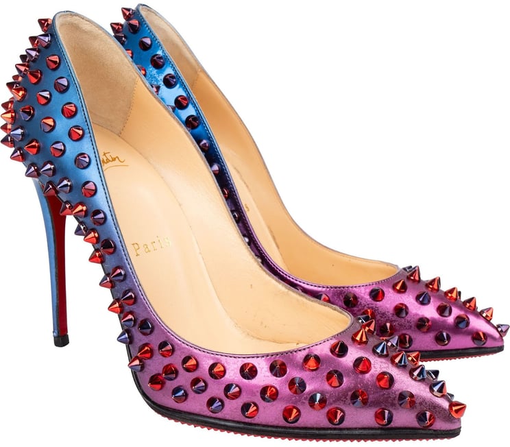 Dior Christian Louboutin Ombre Patent Leather Follies Spikes Scarabe Pumps (35)