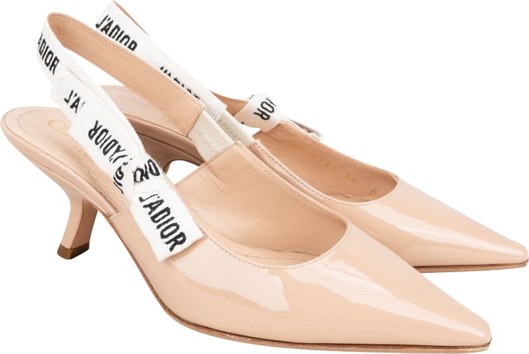 Dior Christian Dior Nude Patent Leather Slingback Heels (34)
