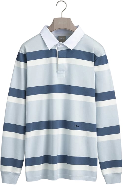 Dior Long-Sleeve Striped Polo Knit Top