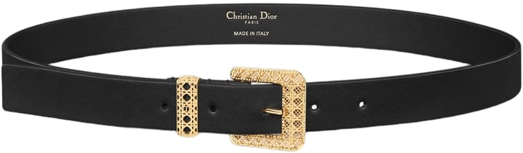 Dior Signature Black Leather Intricate Buckle Belt