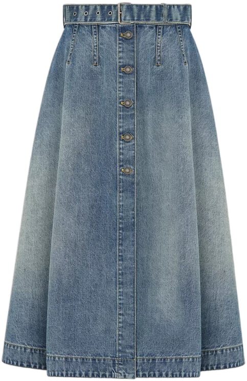 Dior Flared Denim Button-Down Midi Skirt