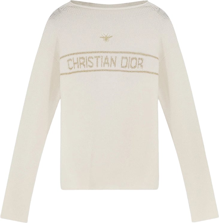 Dior White Pullover Light Knit Stripe Sweater