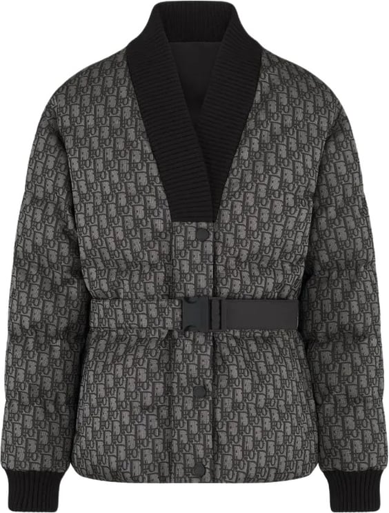 Dior Quilted Jacket with Monogram Pattern and Shawl Collar
