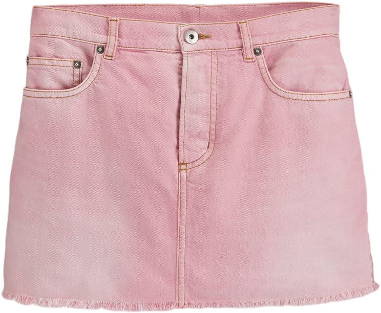 Dior Pink Denim Mini Skirt Frayed Hem