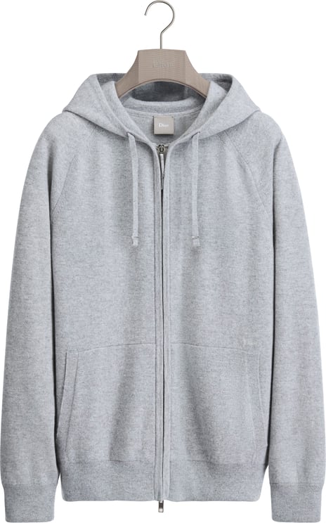 Dior Minimalist Zip-Through Knit Top With Hood And Ribbed Cuffs