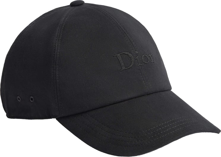 Dior Curved Brim Black Baseball Cap With Tonal Embroidery