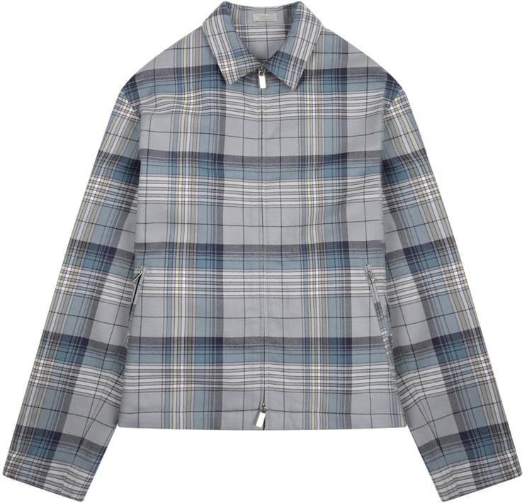 Dior Check Pattern Wool Shirt With Zippered Front