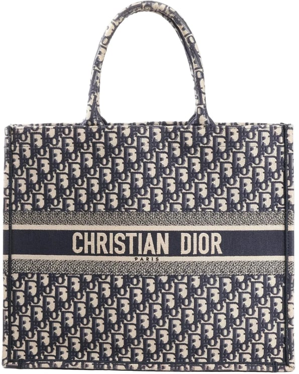 Dior Dior Book Tote Large Oblique Canvas Shoulder Bag in Navy Blue