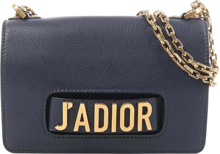 Dior Dior J'Adior Grained Leather Chain Crossbody Bag in Navy Blue