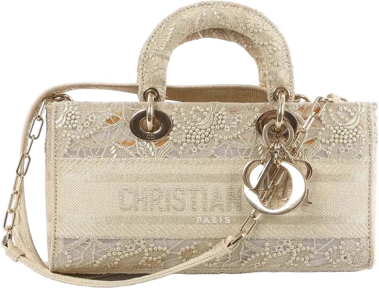 Dior Dior Lady D-Joy Racing 2Way Handbag in Beige