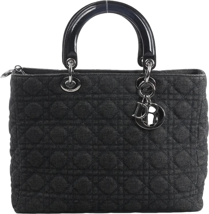 Dior Dior Lady Dior Large Denim Cannage Large Handbag in Black