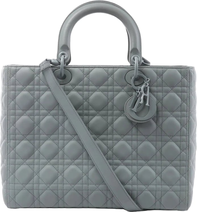 Dior Dior Lady Dior Large Cannage Leather 2Way Handbag in Gray