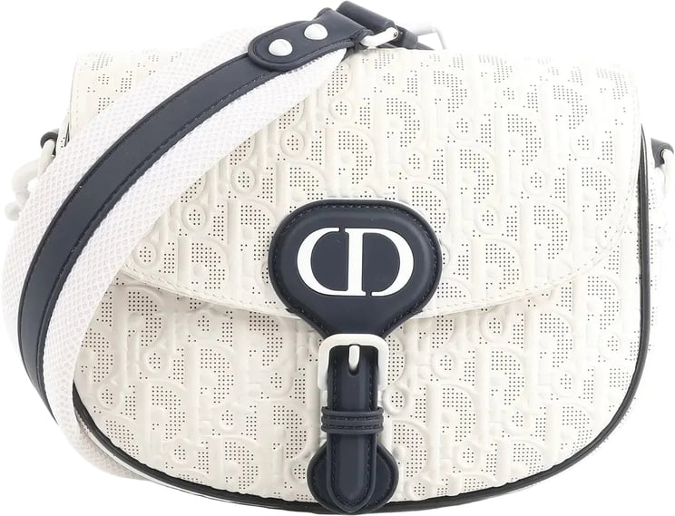 Dior Dior Bobby Small Oblique Leather Crossbody Bag in White x Navy Blue