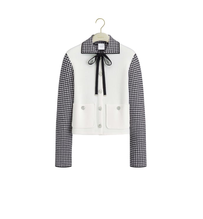 Dior Knitwear Jacket Cropped Ribbon Tie Cardigan