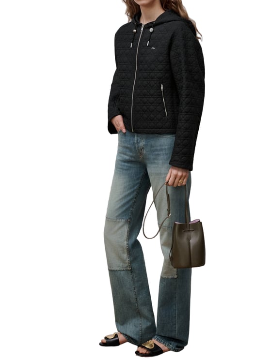 Dior Black Quilted Short Hooded Coat