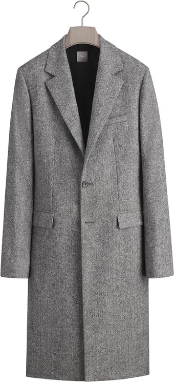 Dior Woven Tailored Herringbone Pattern Coat