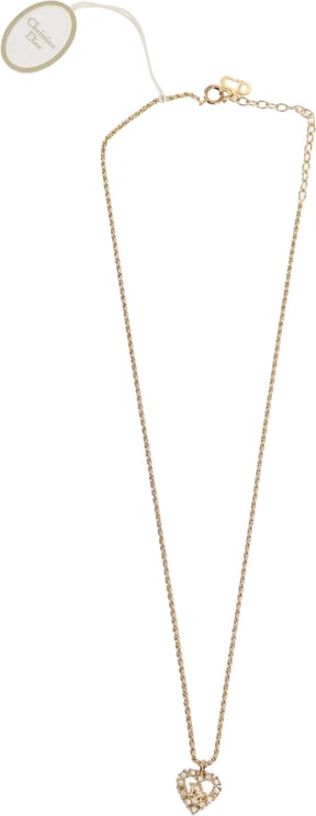 Dior Christian Dior Vintage CD Heart Pendant Necklace Metal with Crystals