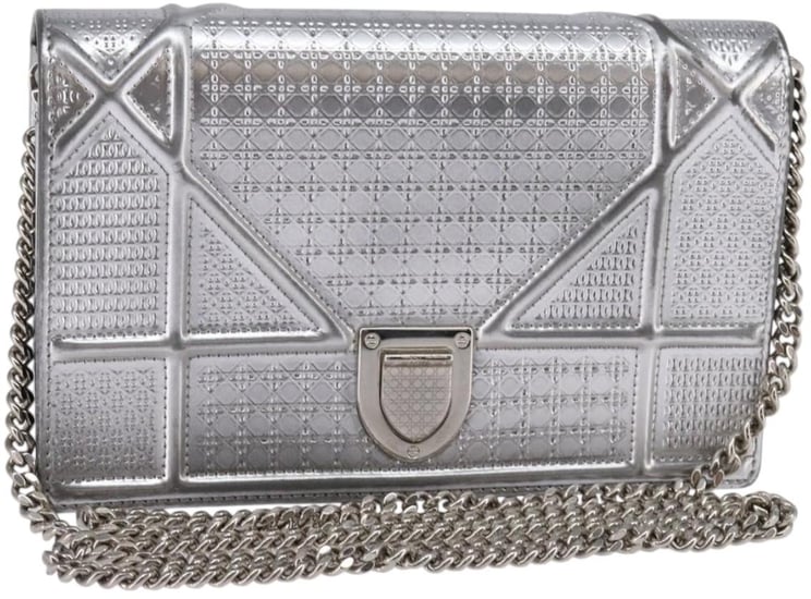 Dior Christian Dior Diorama Wallet on Chain Metallic Distressed Calfskin