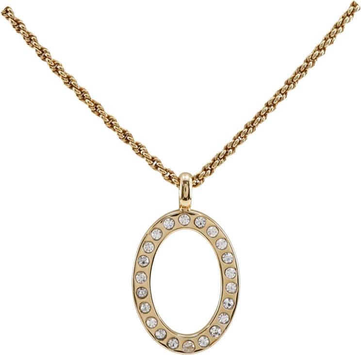 Dior Christian Dior VIntage Circle Pendant Necklace Metal with Crystals