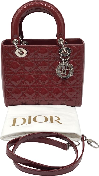 Dior Christian Dior Vintage Lady Dior Cannage Quilt Patent Medium