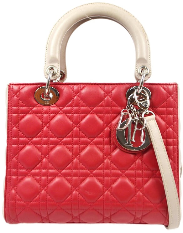 Dior Christian Dior Bicolor Lady Dior Bag Cannage Quilt Lambskin Medium
