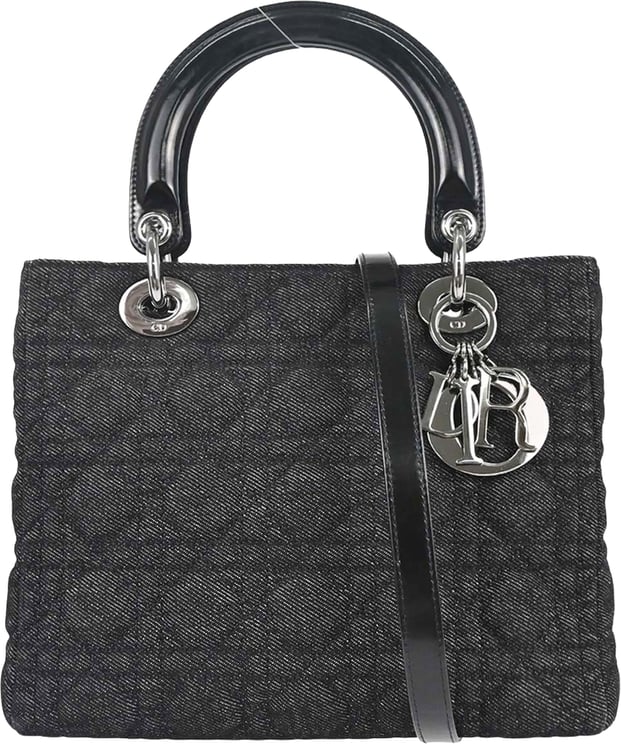 Dior Christian Dior Vintage Lady Dior Bag Cannage Quilt Denim Medium