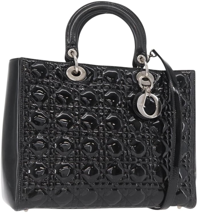 Dior Christian Dior Lady Dior Bag Cannage Quilt Patent Medium