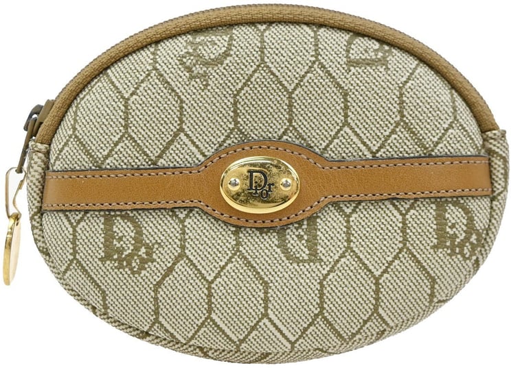 Dior Christian Dior Honeycomb Zip Coin Purse Canvas and Leather