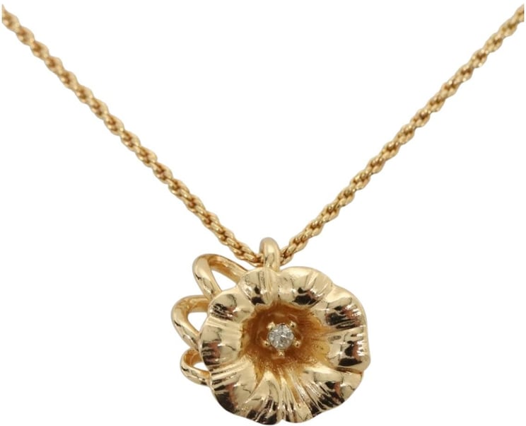 Dior Christian Dior Logo Flower Necklace Metal