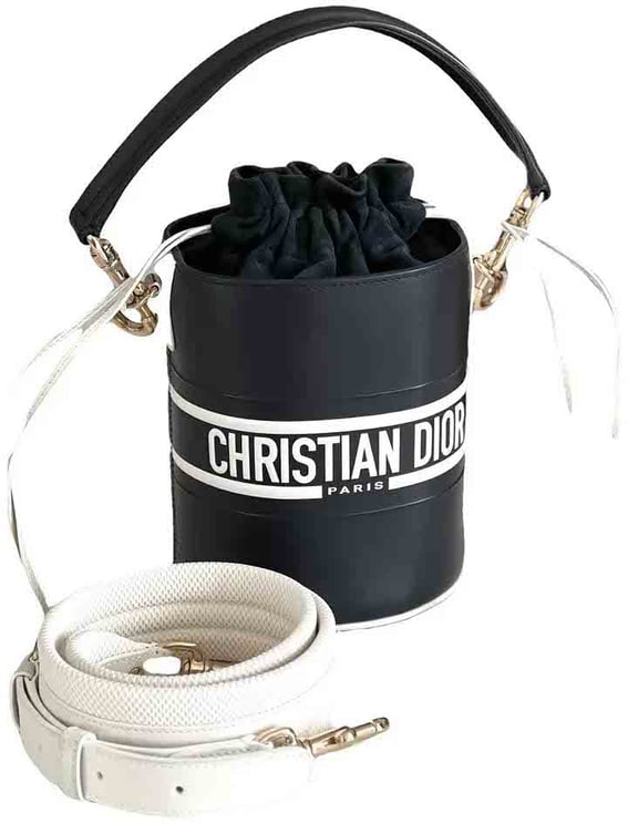 Dior Christian Dior Vibe Drawstring Bucket Bag Leather Small