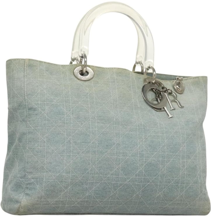 Dior Christian Dior Vintage Lady Dior Bag Cannage Quilt Denim Large
