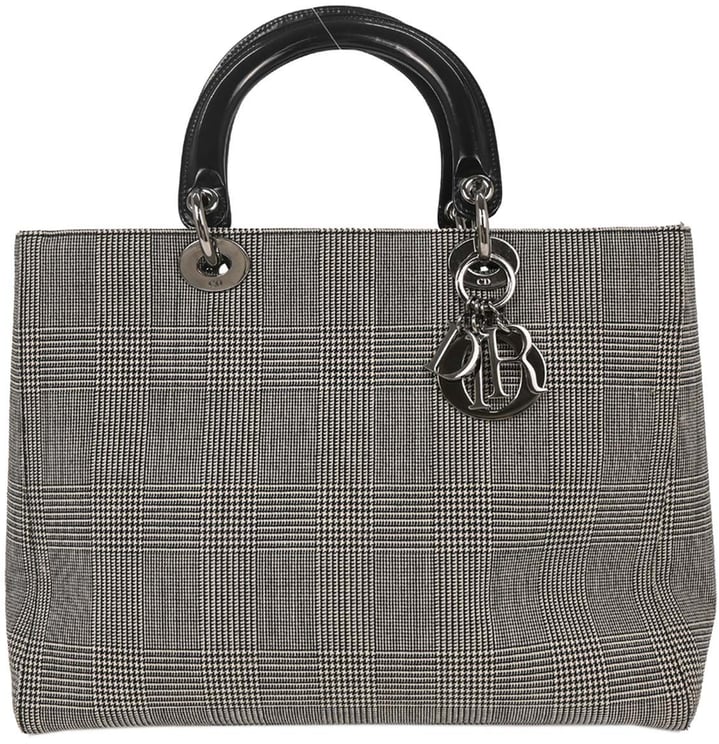 Dior Christian Dior Vintage Lady Dior Bag Houndstooth Canvas Medium