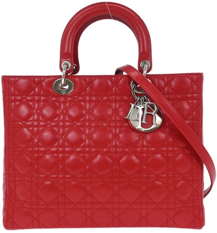 Dior Christian Dior Vintage Lady Dior Bag Cannage Quilt Lambskin Large