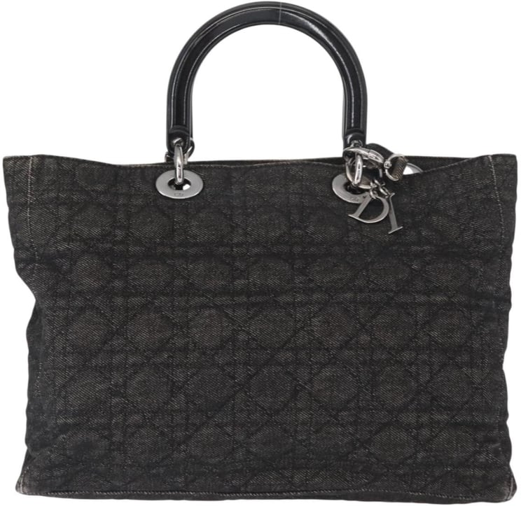 Dior Christian Dior Vintage Lady Dior Tote Cannage Quilt Denim Medium